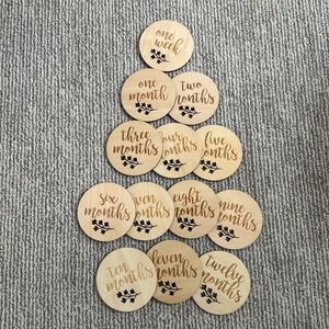 Wooden laser engraved milestone discs